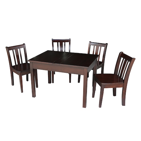 International Concepts Rectangle Table with 4 San Remo Juvenile Chairs, 24 W, 33.1 L, 22.2 H, Wood, Rich Mocha K15-JT2532L-CC105-4